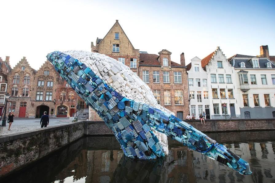 用5吨海洋垃圾塑料组成的“鲸鱼”（图）